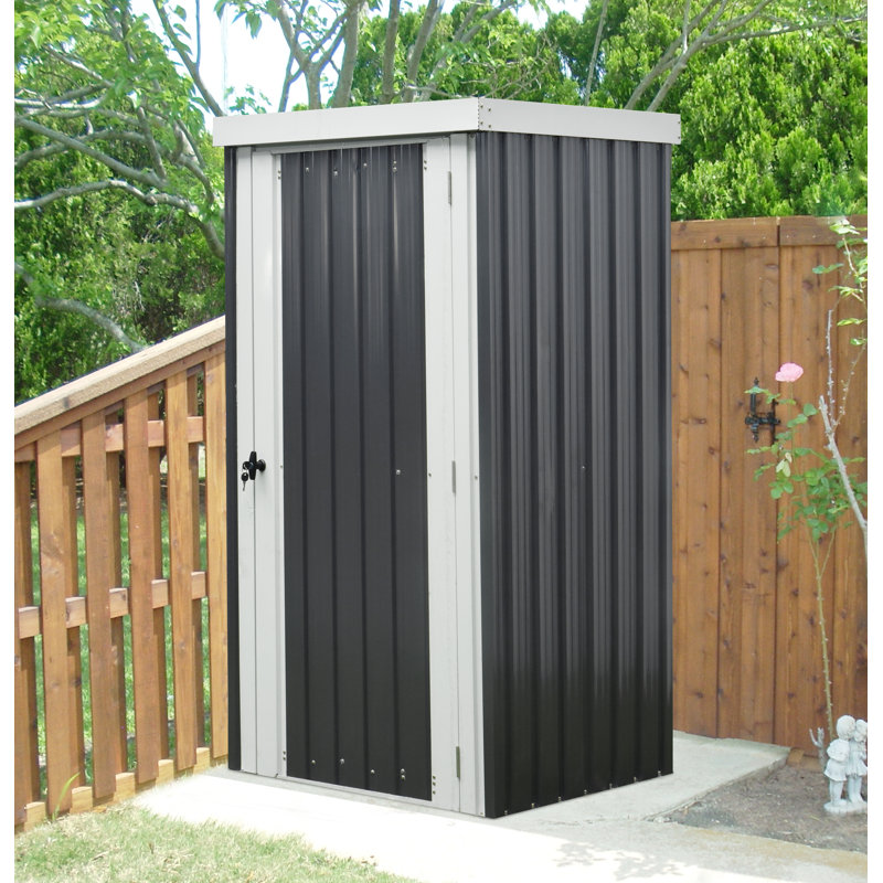 Hanover Dark Gray and White Galvanized Steel Patio Storage Shed