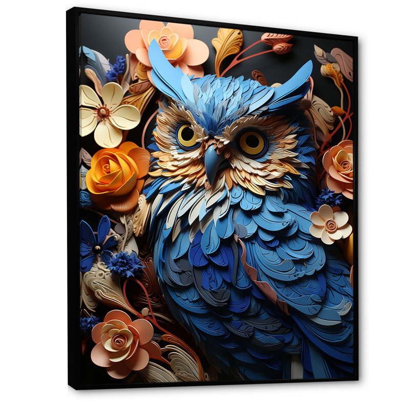Mysterious Owl Blooms II sur impression sur toile, H 32 po x l 16 po x P 1 po, Cadre flottant noir