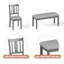 Ensemble de table de salle à manger pour 6, ensemble de table et chaises de cuisine 6 pièces, comprenant 1 table, 4 chaises rembourrées et 1 banc, dossier à lattes-605921837