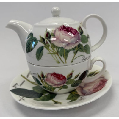 Service à thé en porcelaine tendre 3 pièces Egoist, 8 oz, collection Flowers