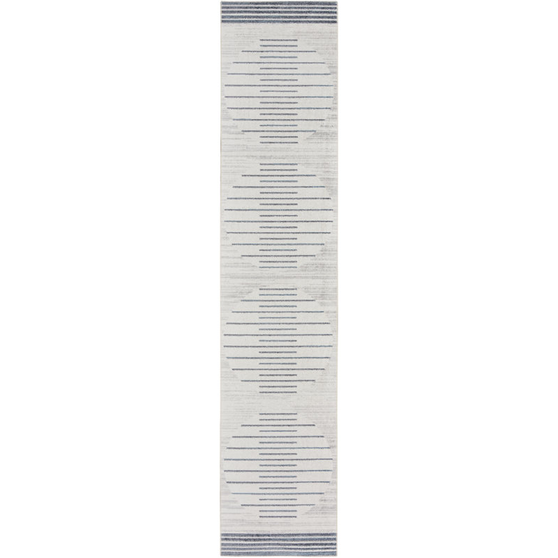 Tapis bleu marine / blanc Atouch, Tapis de couloir 2 pi 2 po x 10 pi