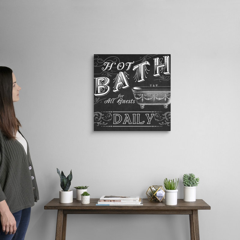 «Chalkboard Bath Signs II», reproduction d'impression sur toile, Toile tendue, H 20 po x l 20 po x P 1,25 po