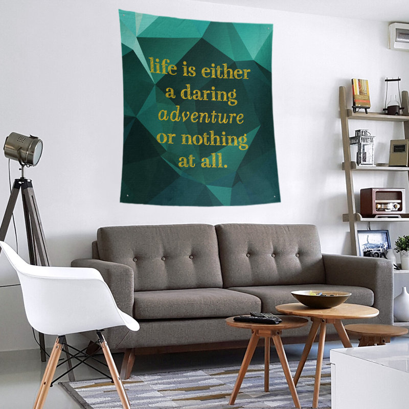 Tapisserie de polyester en faux pierres de la vie d’aventure, H 27,5 po x l 37,5 po, Émeraude / doré