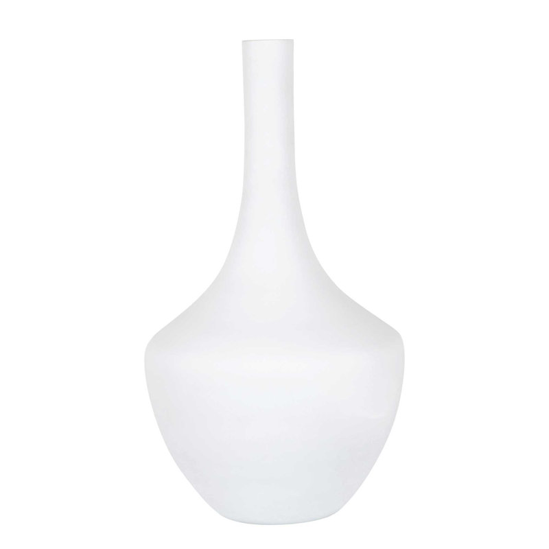 Eula 20" Tall White Glass Table Vase