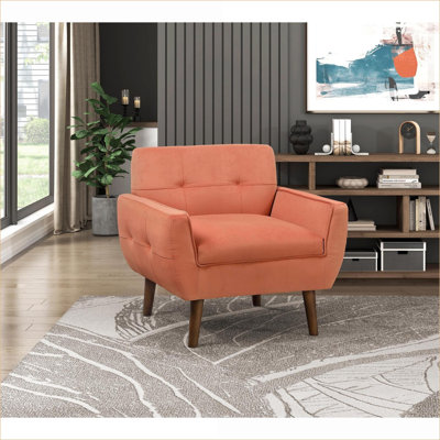 Fauteuil d'appoint capitonné en velours contemporain, dossier rembourré, orange, pour adultes, meubles de chambre à coucher de salon, 1 pièce