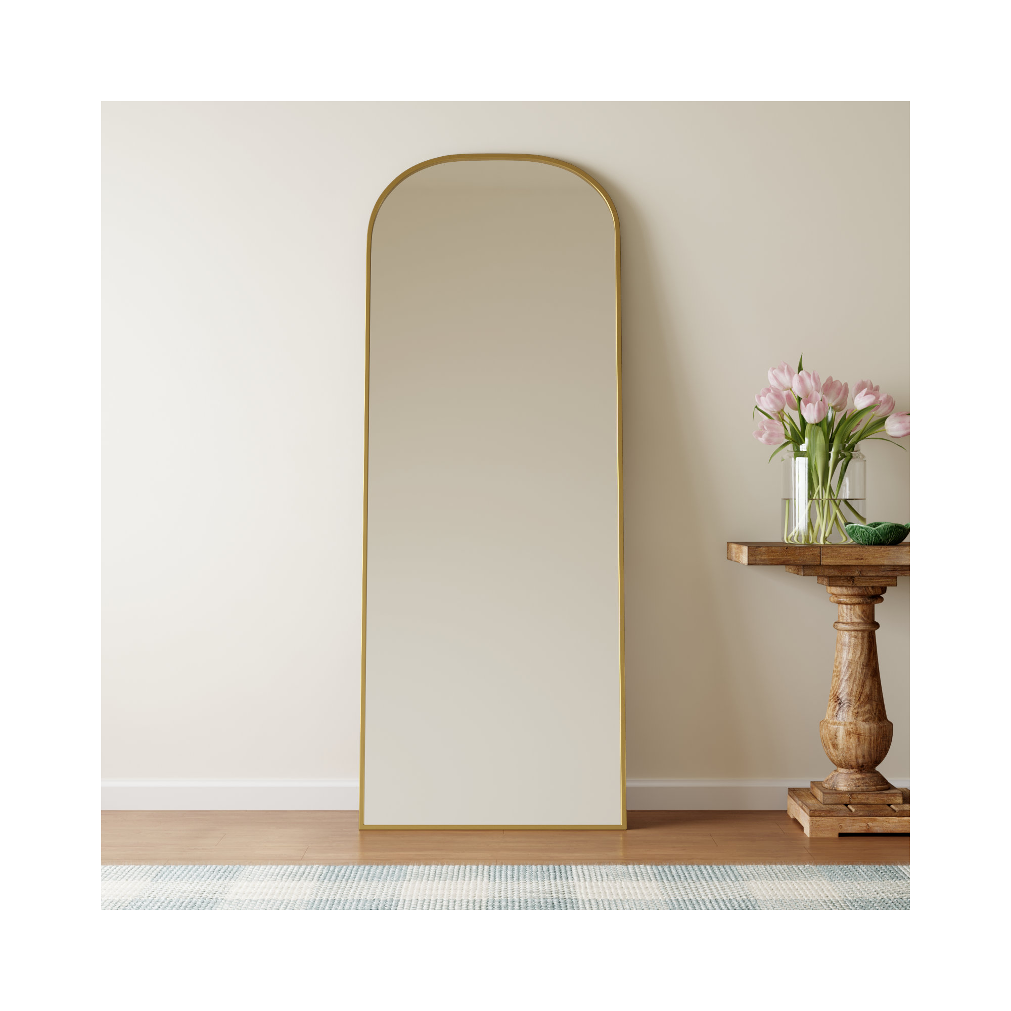 Sabine Metal Wide Arch Wall Mirror, 74" x 28", Brass