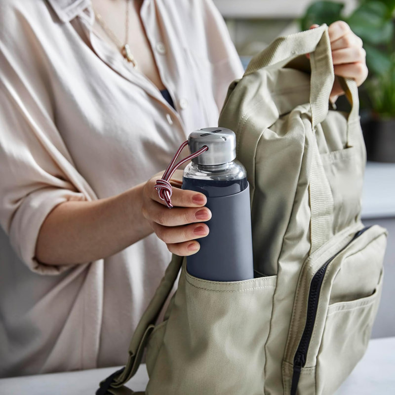 Black + Blum 600.3ml Glass Water Bottle, Grey