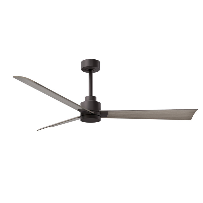 Alessandra Outdoor Downrod Ceiling Fan, Gray Ash Tone, Textured Bronze