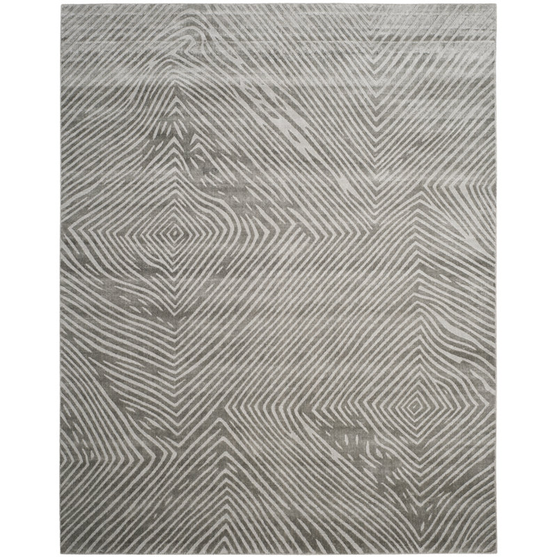 Tapis gris en coton tissé à la main Abenamar, Rectangle 8 pi x 10 pi