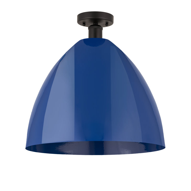 Amylee Semi Flush Mount, Blue, Oil Rubbed Bronze, 17.13" H x 16" W x 16" D