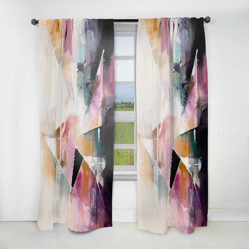 Hammon - Purple Language Of Lines II - Modern Velvet Curtain - Room Darkening - 1 panel, 52" W x 95" L