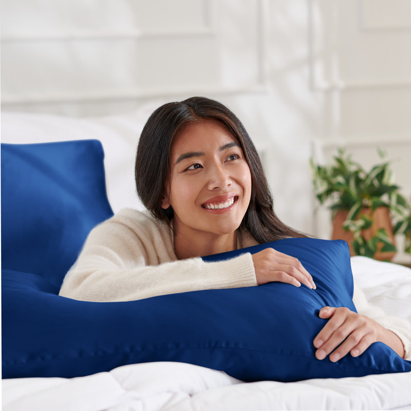 100% Mulberry Silk Pillowcase Zipper Closure, Dark Blue, 1 King Pillowcase