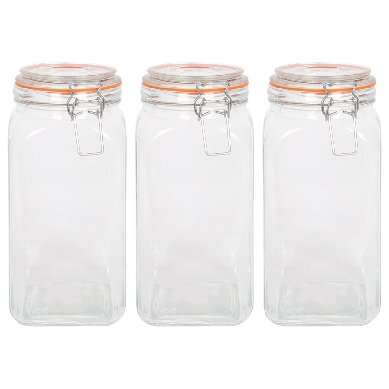 Glass Jar - Set of 3, Light Clear, 24 cm H x 10.5 cm W x 10.5 cm D