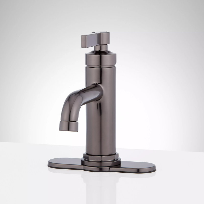 Greyfield 1.2 GPM Single Hole Bathroom Faucet with Metal Lever Handle and Pop-Up Drain Assembly, Gunmetal
