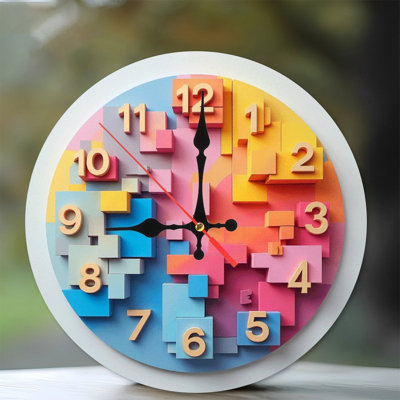 Horloge murale colorée en 2 pièces