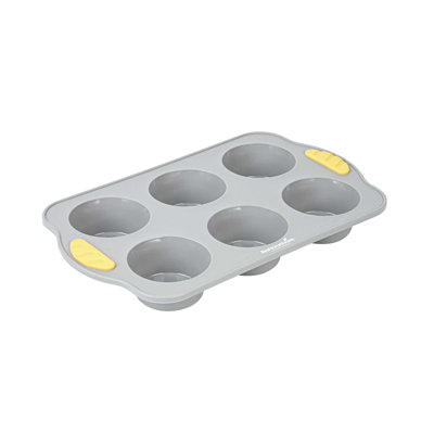 Restaurantware Silicone Baking Molds Pack of 40 Non-Stick Muffin Molds with Handles 6 Compartments, Oven-Friendly Dishwashable Freezer-Friendly Heat-Resistant Gray Silicone Cupcake Muffin Pans