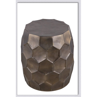 Modern Contemporary Aluminum End Table with Glossy Diamond-Patterned Base, Perfect for Small Spaces and Elegant Decor.