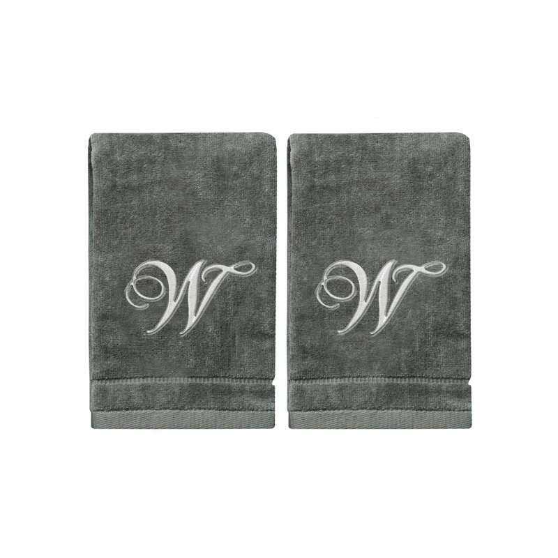 Ensemble de serviettes 2 pièces 100% coton monogrammé, W