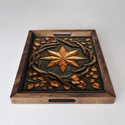 Élégant plateau en bois massif 18,9 x 15,0 x 1,6 pouces | Impression UV sur panneau de fibres à densité moyenne de 0,2 pouce d'épaisseur | Parfait pour servir, organiser et décorer la maison | Conception durable et élégante pour toutes les occasions
