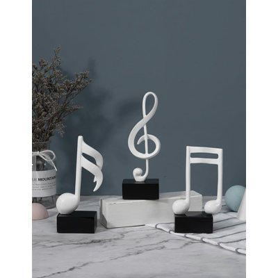 3 pièces note de musique ornement cadeaux sculpture musicale statue décor moderne piano figurine centre de table artisanat polyrésine 19 cm