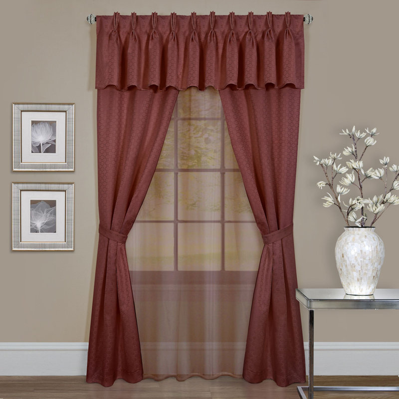 Panneau de rideau simple semi-diaphane avec passe-tringle, l 55 po x L 63 po, Marsala