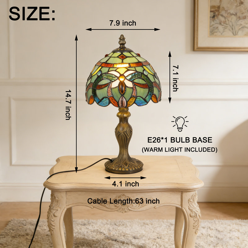 14.7"h Tiffany Style Baroque Table Lamp With Bulb