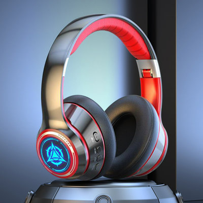 Casque de jeu noir Bluetooth 5,2 Esports, casque de jeu pliable avec microphone, batterie de 20 heures