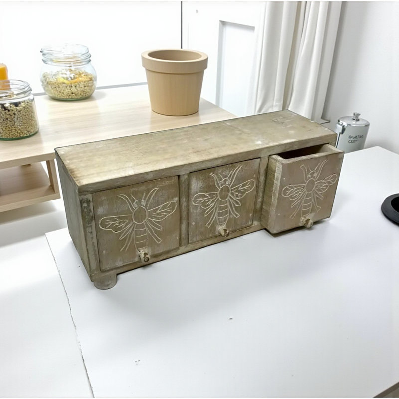 Queen Bee 3 Drawer Box - White Washed