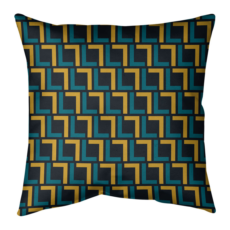 Housse de coussin Jacksonville, 18" x 18", Vert / noir / jaune, Polyester sergé