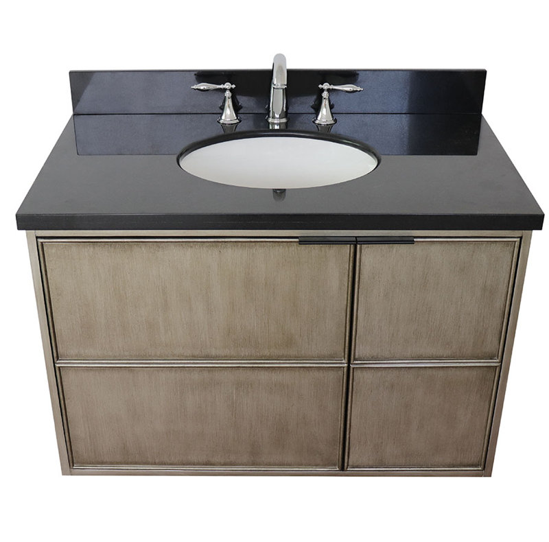 37'' Single Bathroom Vanity with Stone Top, Black Galaxy
