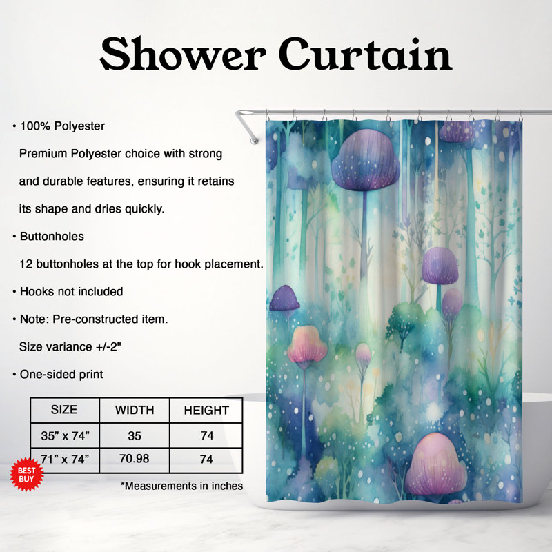 Rideau de douche Woodland Eden - Premium, H 74 po x l 71 po