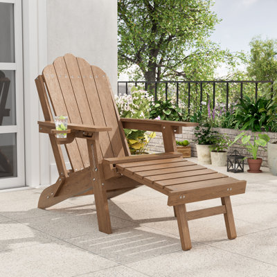 Chaise Adirondack réglable en PEHD à 3 positions avec repose-pieds, chaise de patio pliante toutes saisons avec porte-gobelet pour l'extérieur, capacité de 350 lb