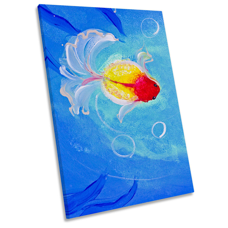 Z1527 Goldfish In Water - Wrapped Canvas Painting, 121.9cm H x 81.3cm W x 4cm D