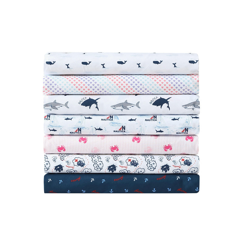 Queen Black and White Shark Print Microfiber Sheet Set