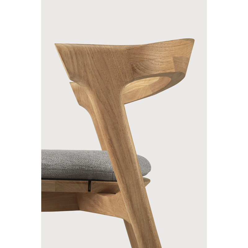 Bok Outdoor Dining Side Chair, Teak  Frame/Mocha Cushion