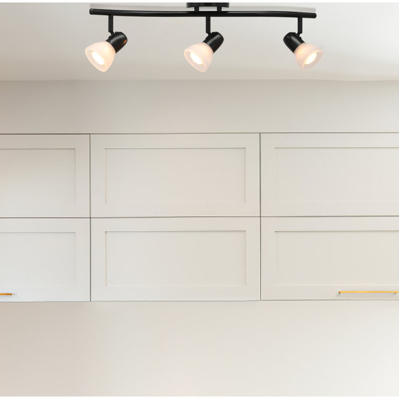 Xinbei Lighting Track Light, 3 Light Kitchen Track Lighting, Modern S-Shaped Ceiling Track Light Bar, Matte Black