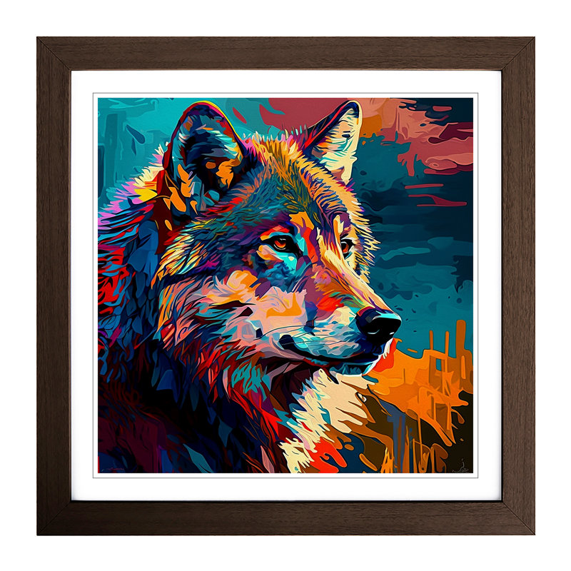Wolf Fauvism - Framed Print, Walnut Framed