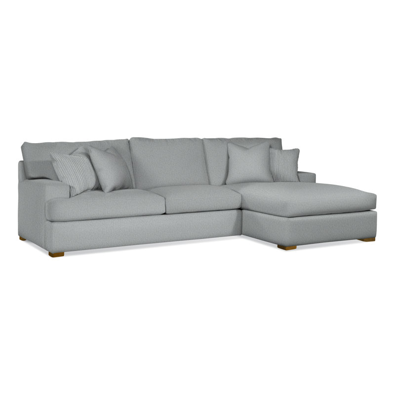 Cambria Chaise Sectional, Havana Finish, Green Performance Fabric; 0851-54