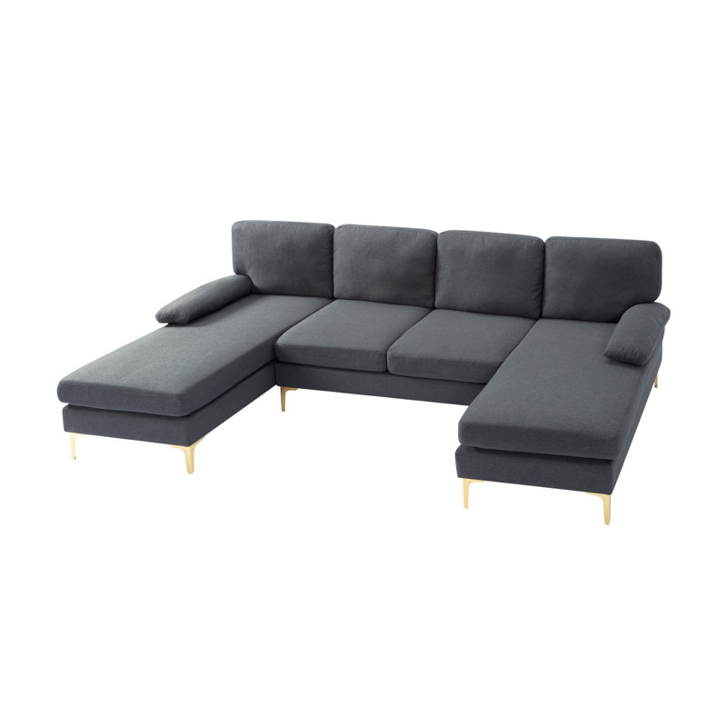Nenko Upholstered U-Shaped Sectional Symmetrical, Dark Gray 100% Polyester