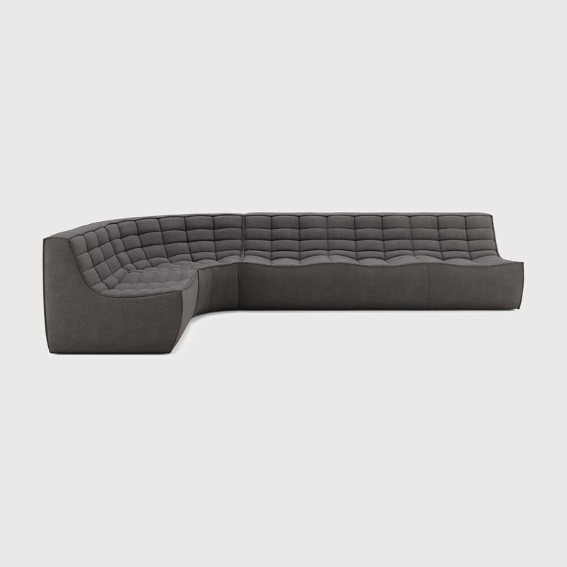 N701 Modular Sofa Set - Combo Left - 1 Seater + 3 Seater + 90° Round Corner, 30" H x 102.5" W x 79" D