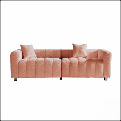 Premium Velvet Sofa 3-Seater Loveseat, Modern Bubble Upholstered Couch With Metal Base Legs And 2 Pillows For Living Room, Bedroom