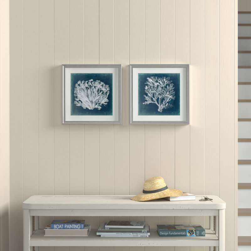 Azure Coral III Azure Coral III - Ensemble de 2 cadres photo, H 17,5 po x l 35 po x P 1,5 po, Argent argent