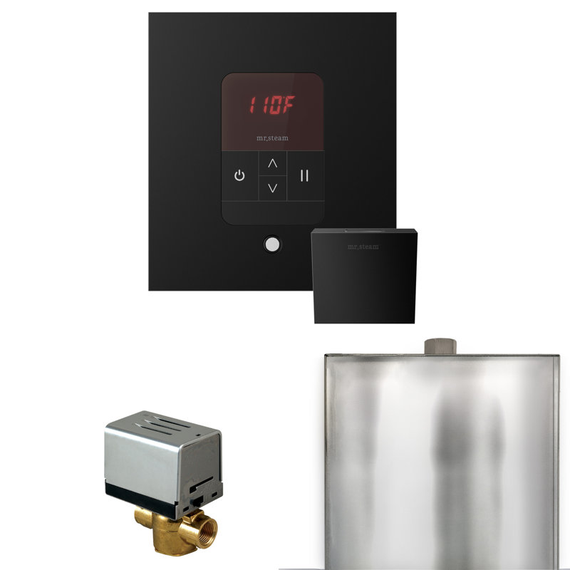 Basic Butler Steam Shower Control Package with Square iTempo Control and Steamhead, Matte Black