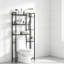 Meuble de rangement à poser au-dessus des toilettes, avec étagères en bois massif et support latéral, organisateur de salle de bain autoportant pour serviettes, articles de toilette et plus encore, noir