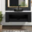 Meuble-lavabo flottant moderne avec finition en marbre et lavabo en verre