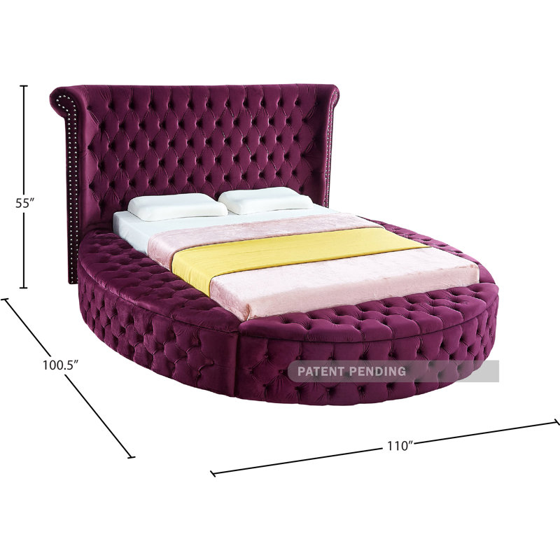 Dorgan Upholstered Wingback Bed, King, Purple Velvet