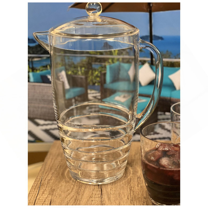Pichet à eau 2,5 pintes avec couvercle, pichet en plastique incassable tourbillon, pichet à boisson, pichet à jus sans BPA