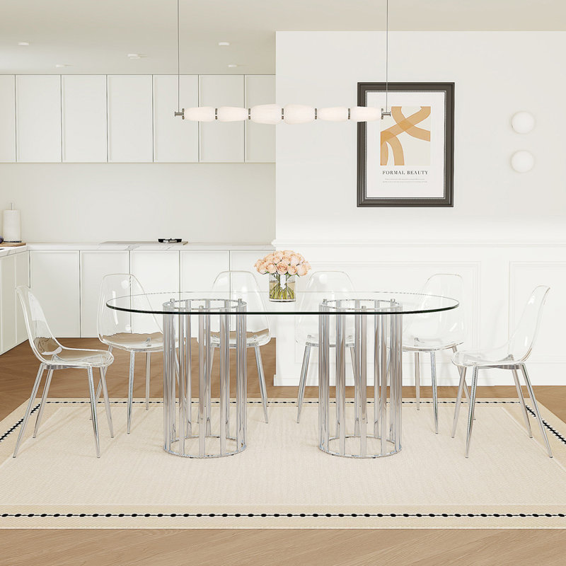 Ensemble repas pour 6 personnes, Argent, transparent, 7, Transparent, argenté