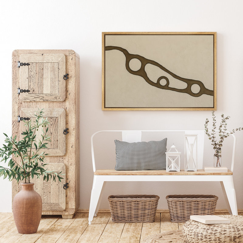 Reproduction d'art sur toile encadrée - art abstrait neutre, décor moderne pour le salon, H 16 po x l 24 po, Naturel