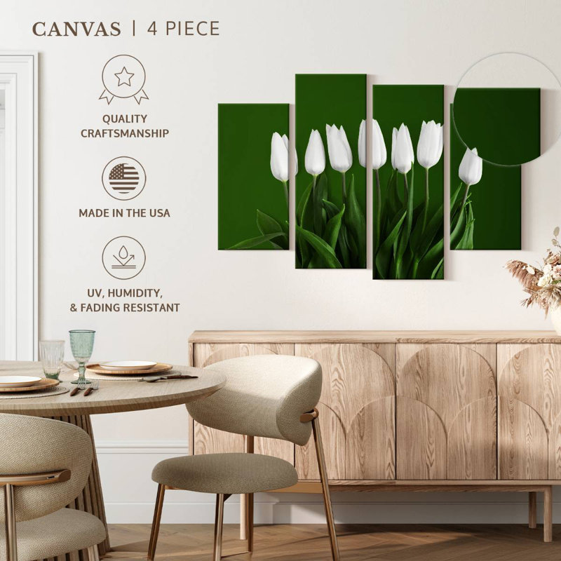 Tulipes blanches, H 27 po x l 43 po